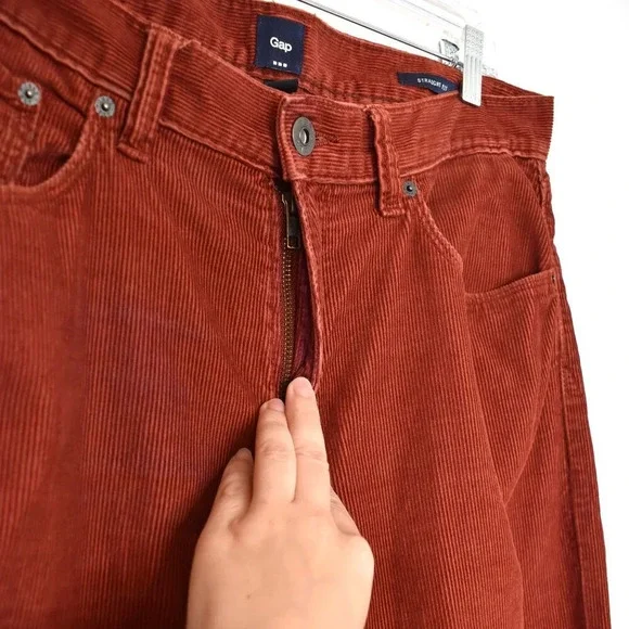 GAP Factory Mens Corduroy Pants Sz 32/30 Straight Fit 100% Cotton 5 Pocket Rust - Picture 7 of 16